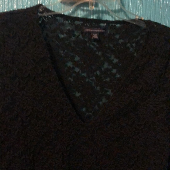 American Eagle Outfitter, Cute black lace blouse with bell sleeve. - Picture 2 of 5